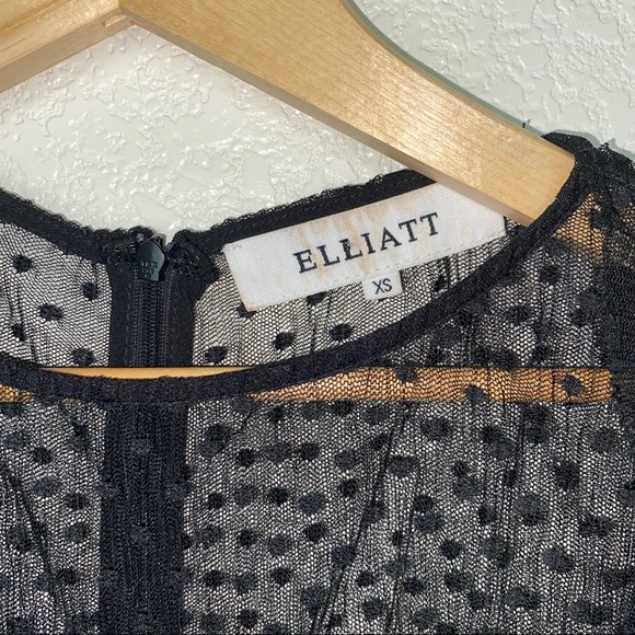 Elliatt Black Floral Appliqué Lace Polka Dot Tulle Mesh Ruffle Midi Maxi Dress - Picture 5 of 9